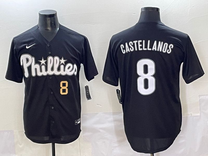 Men 2025 Philadelphia Phillies #8 Castellanos Black Fashion Nike MLB Jersey style 7154